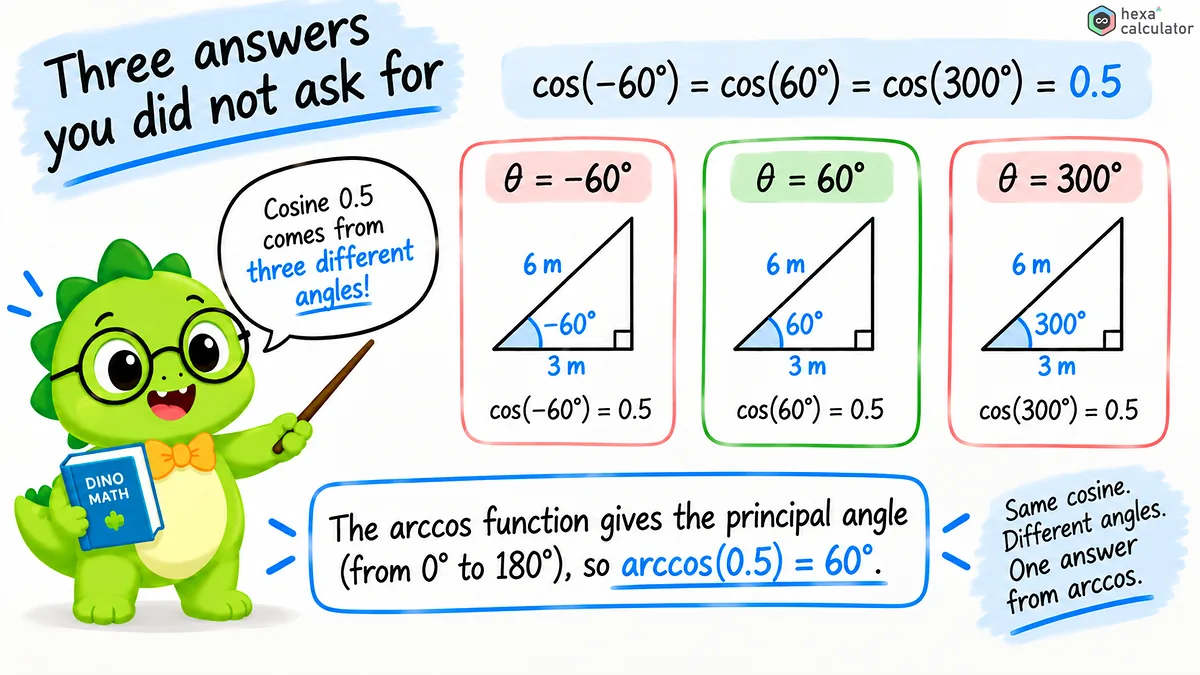 arccos for different angles
