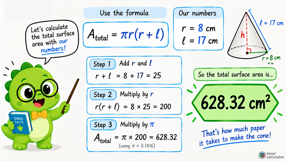 Cone Surface Area Example