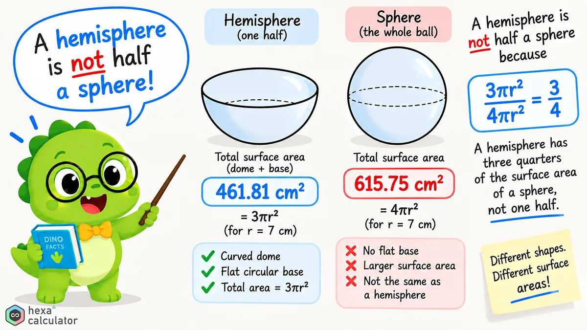Hemisphere Surface Area - Comparison